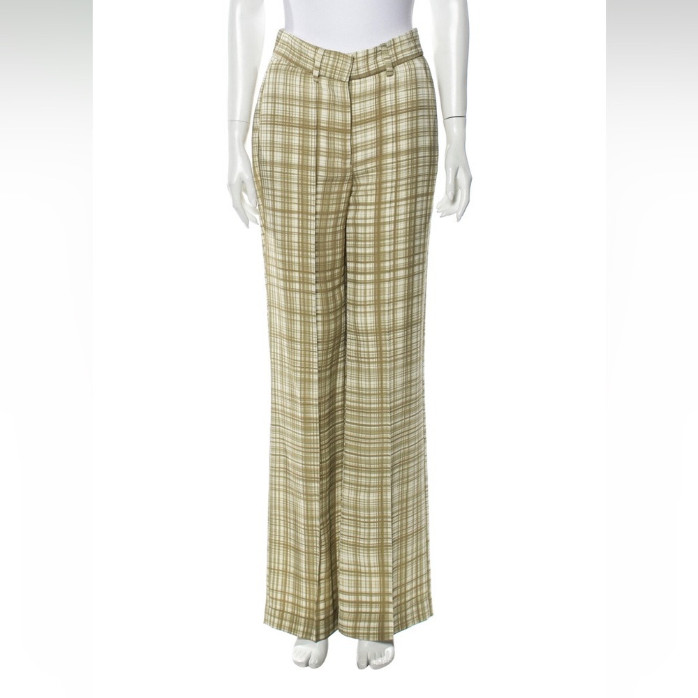 Wunderkind Plaid Trouser, US 6, Green & Cream